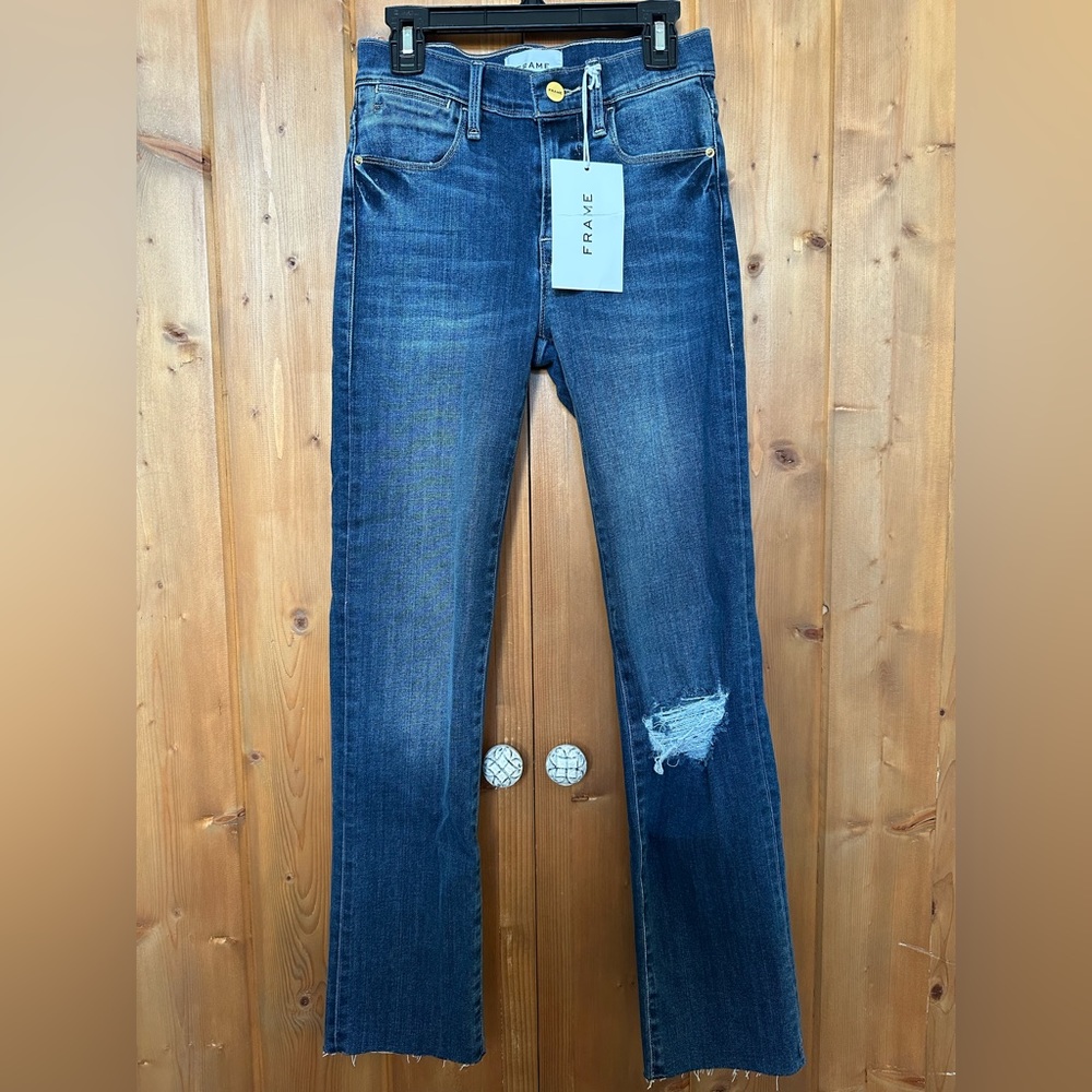 NWT Frame Jeans Le High Straight Stallion Rips